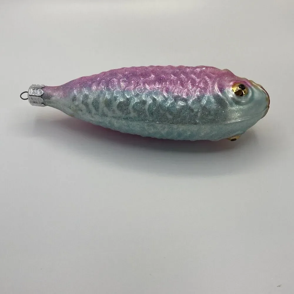Vintage Christopher Radko Rainbow Trout Hand Blown Glass Christmas Ornament Rare